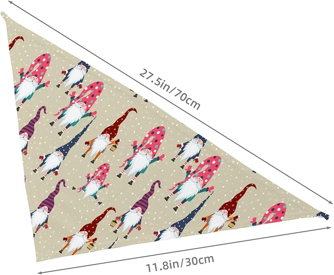 Cute Funny Christmas Gnome Gnomes Casual Funny Funky Dog Bandana Scarf Triangle Bibs Pet Accessories Cat Kerchief