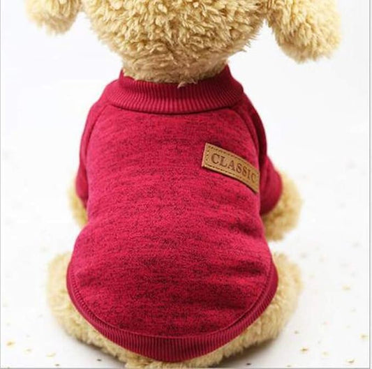 Idepet Pet Dog Classic Knitwear Sweater, Fleece Coat for Small,Medium Dog,Warm Pet Dog Cat ClothesPuppy Customes (XS, WineRed)