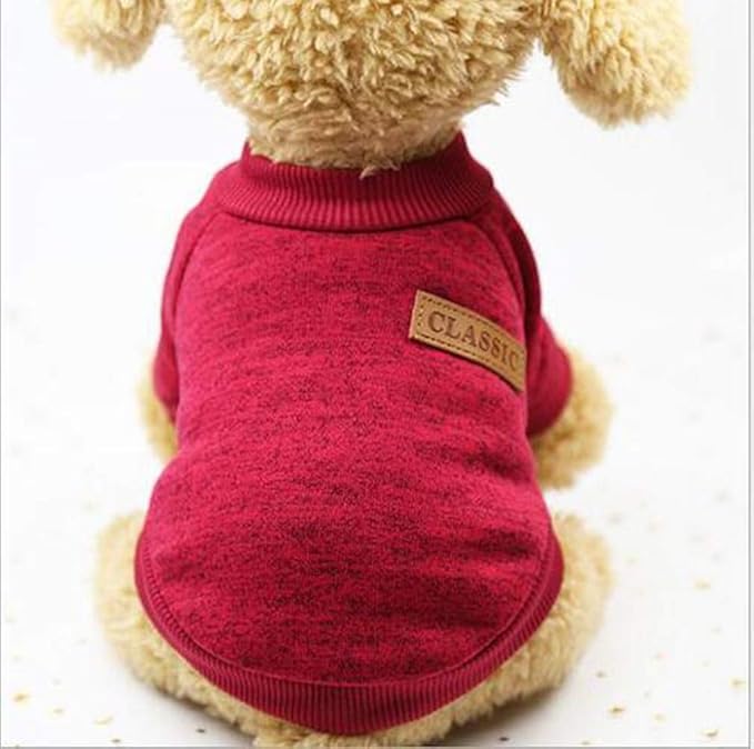 Idepet Pet Dog Classic Knitwear Sweater Fleece Coat Thickening Warm Pup Dogs Shirt Winter Dog Cat Clothes Puppy Customes Clothing for Small Dogs (XXS， WineRed)