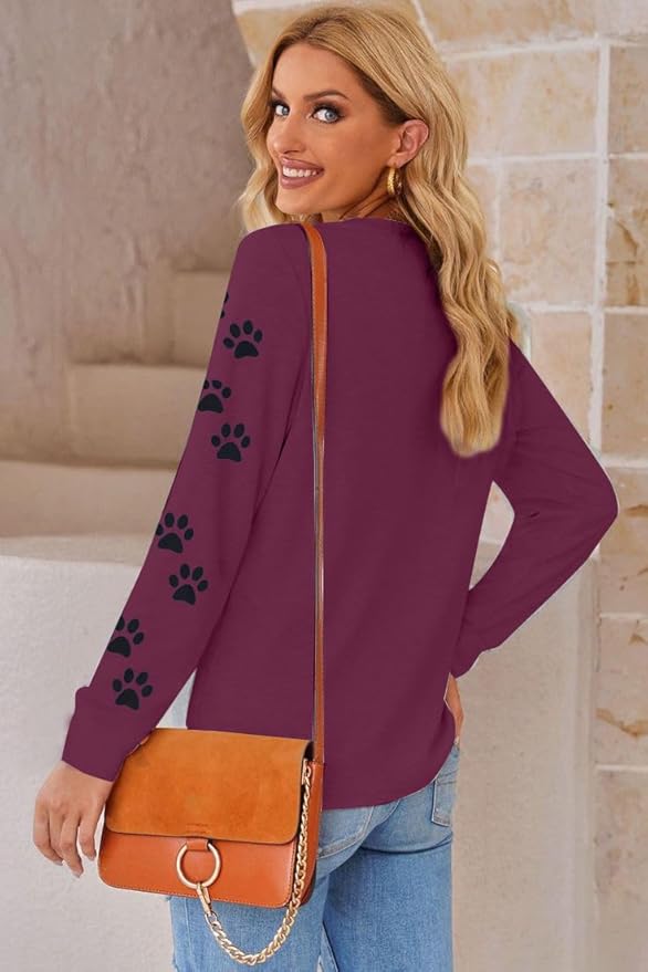 JINTING Cat Shirts for Women - Loose Fit Lightweight Long Sleeve Graphic Tee Fall Printed Crewneck Blouse Casual Tops