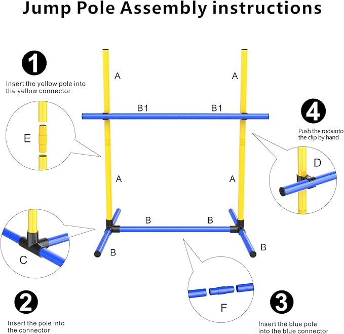 Dog Agility Course Backyard Set 2-Piece Agility Training Equipment with Jump Bar,– Indoor/Outdoor Dog Obstacle Course & Exercise Playset (2)