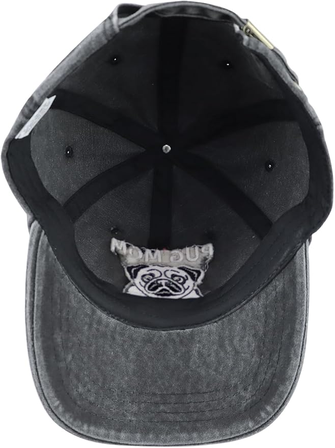 Dog Lover Hat for Men Women, Funny Adjustable Embroidered Cotton Pug Mom and Dad Baseball Cap