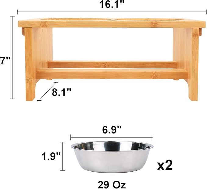 HTB Elevated Dog Bowls,Raised Dog Bowl Stand with 2 Stainless Steel Bowls,Elevated Raised Dog Bowls for Large Medium Small Sized Dogs
