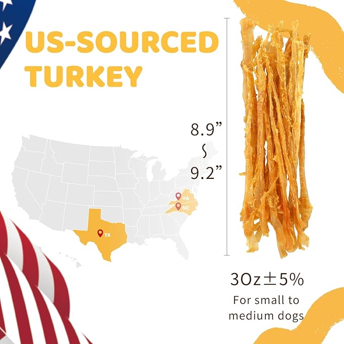 iPaw Turkey Tendon for Dogs 10 Packs/Box Bulk Pack, Ingredient Sourced from USA, Hypoallergenic, All Natural Human Grade Puppy Chew, Dog Treats for Signature Series, Rawhide Alternative