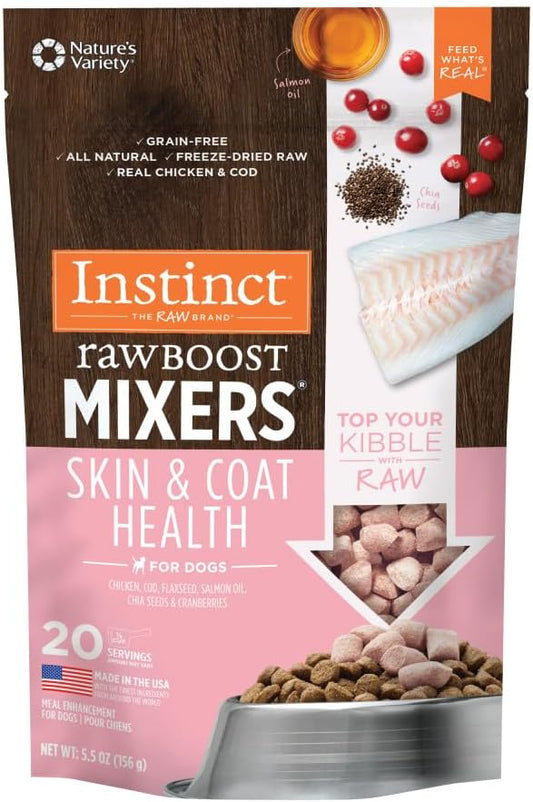 Instinct Raw Boost Mixers Skin & Coat Health Freeze-Dried Dog Food Topper, 5.5 oz. Bag