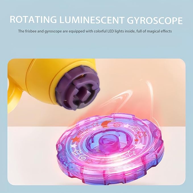 Flying Cat Toys, Interactive Cat Fetch Toy with 1 Light Up Spinning Tops, and 5 Flying Propellers, Flying dis Toy for Hunting Chasing Indoor/Outdoor