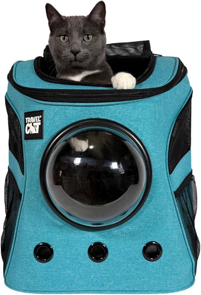Fat Cat Backpack Carrier - Airline Approved Cat Carrier with Space Capsule Bubble for for Small Cats, Kitten - Premium Aqua Cat Carrier Backpack for Outdoor, Travel, Hiking, Pet Supplies