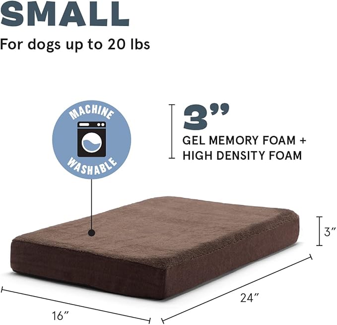 Barkbox Orthopedic Dog Bed | Comfortable Memory Foam Mattress for Joint Relief | Head and Neck Support Waterproof with Non Skid Bottom | Calming Durable Bed with Washable Cover | Small, Espresso