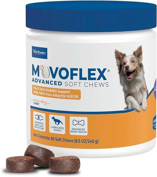 MOVOFLEX Advanced Soft Chews Hip and Joint Support Supplement for Medium Dogs 60 Count by Virbac