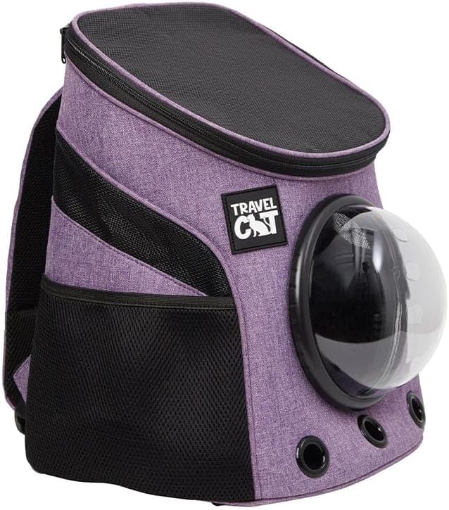 Fat Cat Backpack Carrier - Airline Approved Cat Carrier with Space Capsule Bubble for for Small Cats, Kitten - Premium Purple Cat Carrier Backpack for Outdoor, Travel, Hiking, Pet Supplies