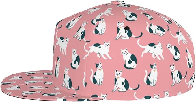 Cute Funny Cat Baseball Cap for Women Men Adjustable Flat Brim Cap Summer Baseball Sun Hats for Travel Hiking