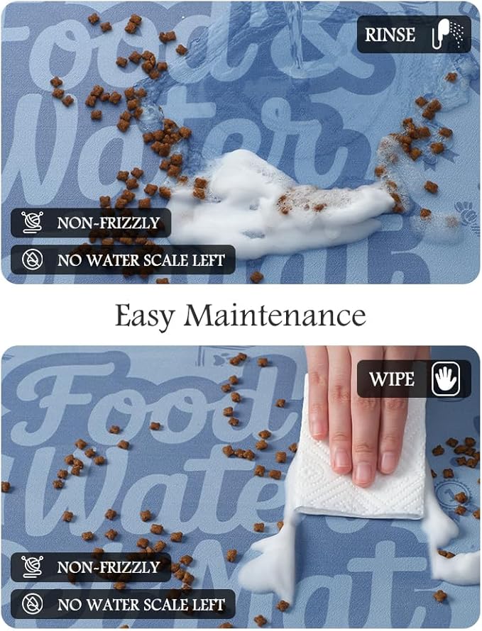 Pet Feeding Mat-Absorbent Dog Mat for Food and Water Bowl-No Stains Quick Dry Water Dispenser Mat-Dog Accessories Pet Supplies-Bowl for Messy Drinkers（Words,12"x19"