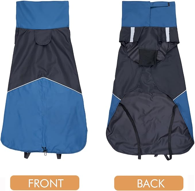 Windproof Dog Winter Jackets - Outdoor Coats for Cold Weather, Waterproof Raincoats with Leash Hole, Black Blue XXS