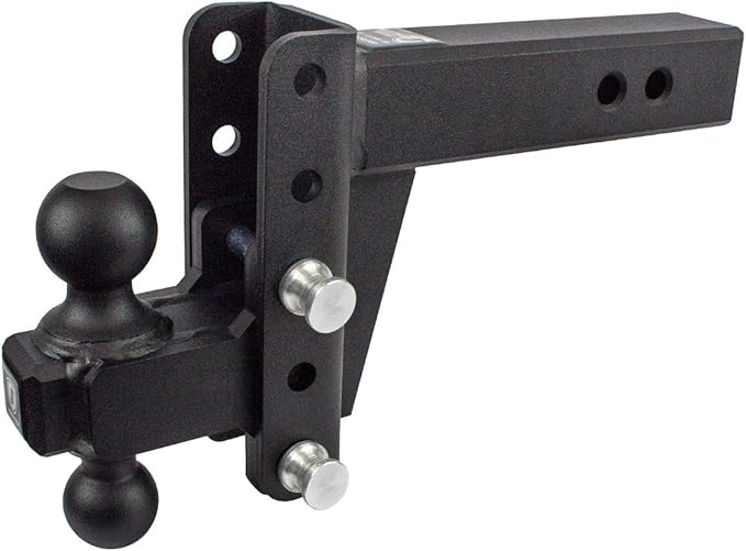 BulletProof Hitches - 2.5" Adjustable Heavy Duty Trailer Hitch (22,000 lb. Rating) - 4" Drop/Rise Trailer Hitch with 2" & 2-5/16" Dual Ball - Powder Coat, Solid Steel, Corrosion-Resistant