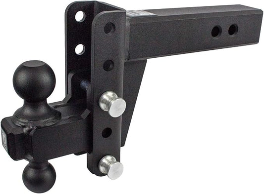 BulletProof Hitches - 2.5" Adjustable Heavy Duty Trailer Hitch (22,000 lb. Rating) - 4" Drop/Rise Trailer Hitch with 2" & 2-5/16" Dual Ball - Powder Coat, Solid Steel, Corrosion-Resistant