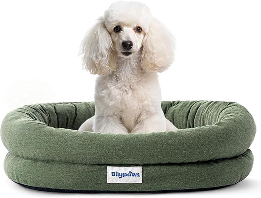 Orthopedic Dog Bed for Medium Size Dogs, Chew-Resistant Pet Sofa Bed with Egg Crate Foam, 4-Sided Bolster, Removable Washable Cover & Anti-Slip Bottom, Medium Olivine