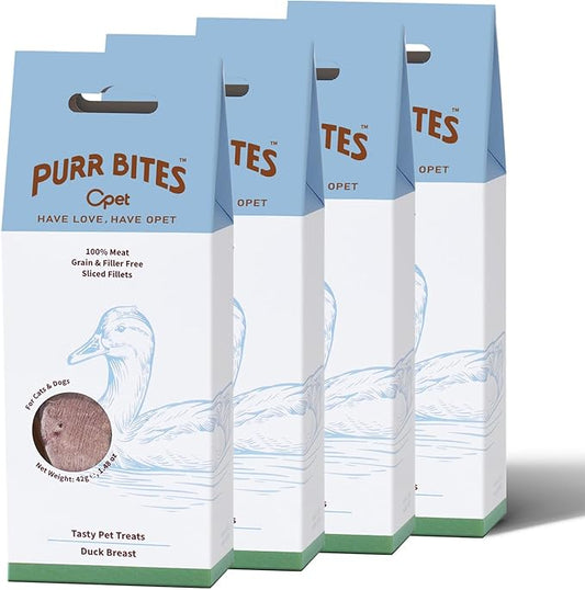 OPET Freeze Dried Duck Cat Treats, Single Ingredient Grain Free High Protein Pet Food for Cats and Dogs, Healthy Training Snacks，Freeze Dried Duck Breast Sliced Fillets (Duck Breast, 5.92 Ounce)