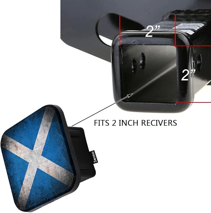 Swono Scotland Flag Rear Hitch Cover Grunge Scotland Flag Blue Car Hitch Receiver Covers, Anti-Loss Rubber Hitch Cover Plug Caps Fits 2 Inch Auto Car Receivers