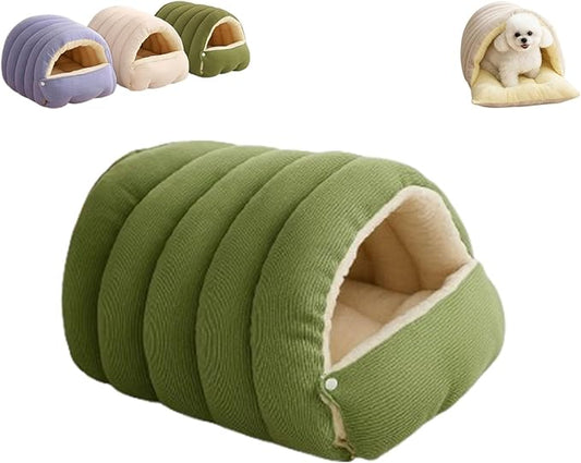 Cozy Monster Cat Bed,Soft and Warm Cats House Tent Beds,Non-Slip Removable Washable for Cats and Small Dogs (Green,Large)