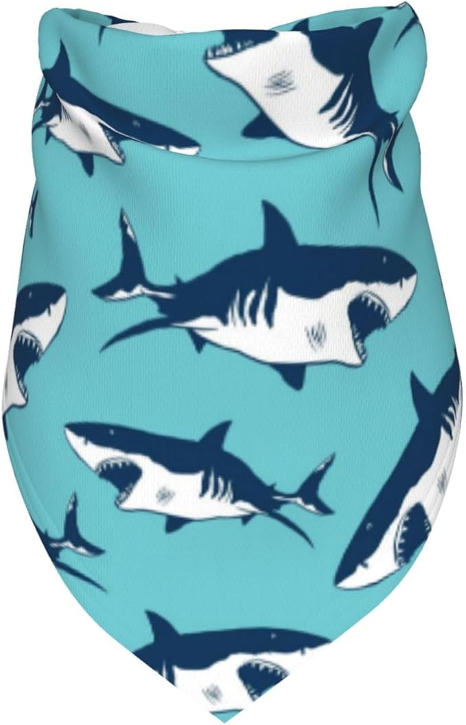 Ocean Shark Dog Bandana Scarf Triangle Bibs Pet Accessories Cat Kerchief