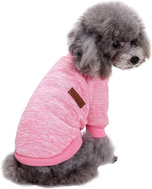 Jecikelon Dog Clothes Dogs Sweater Soft Puppies Clothing Winter Puppy Sweaters Warm Outfit for Dogs Small XXS XS Cat Apparel (Pink, XXS)