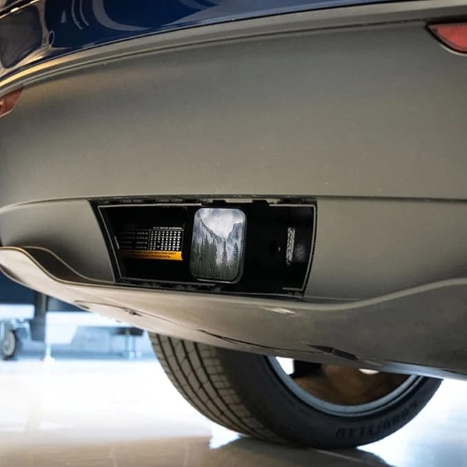 Swono Fir Trees Hitch Tube Cover 2 Inch,Winter Snowy Jungle Wood Fir Mountains Anti-Loss Rubber Receiver Tube Hitch Plug Car Exterior Accessories Fits for Pickup Trucks and Cars