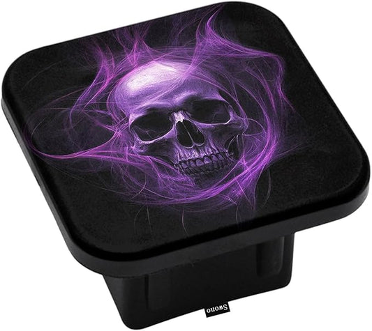 Swono Purple Skull Rubber Hitch Covers Halloween Sugar Skull Smoke Black Trailer Hitch Tube Cover,Hitch Covers Plug Cap Compatible with Most Auto Cars Trucks for 2 Inch Receivers