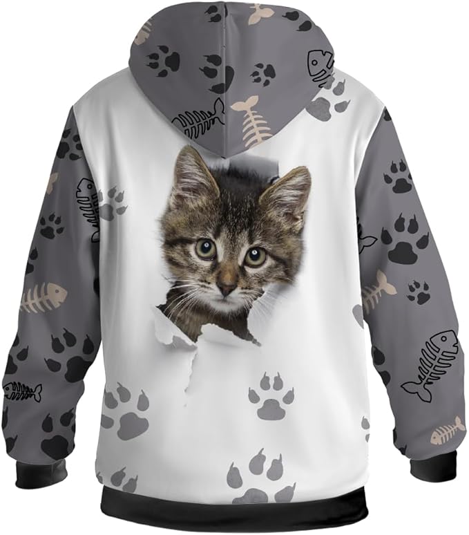 Cat Jacket for Men Women Paw Coat Hoodied Sweatshirts Zip Up Hoodies
