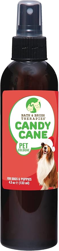 Showseason Animal Products Bath & Brush Therapies® Candy Cane Dog Cologne 4.5 oz | Dog Perfume Long Lasting | Deodorizing Spray