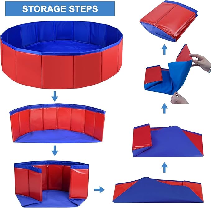 Enenes Foldable Dog Pool 24x8 Inch - Portable PVC Pet Swimming Pool & Bath Tub, Collapsible Ball Pit for Indoor/Outdoor Use, Puppy Bath Tub for Dogs, Cats, Puppies