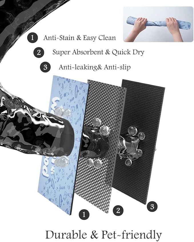 Pet Feeding Mat-Absorbent Dog Mat for Food and Water Bowl-No Stains Quick Dry Water Dispenser Mat-Dog Accessories Pet Supplies-Bowl for Messy Drinkers（PAW,23"x34"