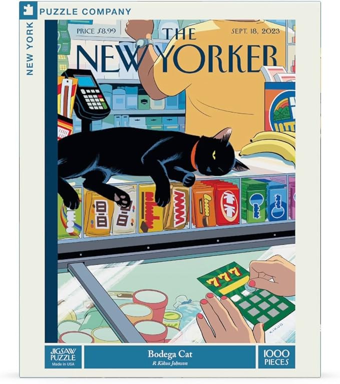 New York Puzzle Company - New Yorker Bodega Cat - 1000 Piece Jigsaw Puzzle for Adults by R. Kikuo Johnson