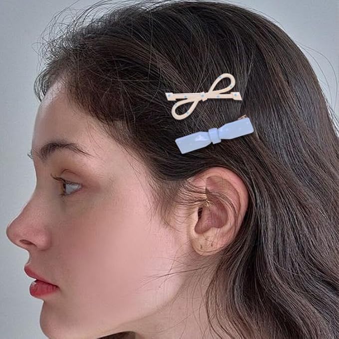 Hair Clips for Women, Acrylic Resin Hair Accessories set with Hairbands Colored Hair Ties, Flower, Rainbow, Little Bear Clips Cute pattern for Birthday Prom (4pcs yellow blue)