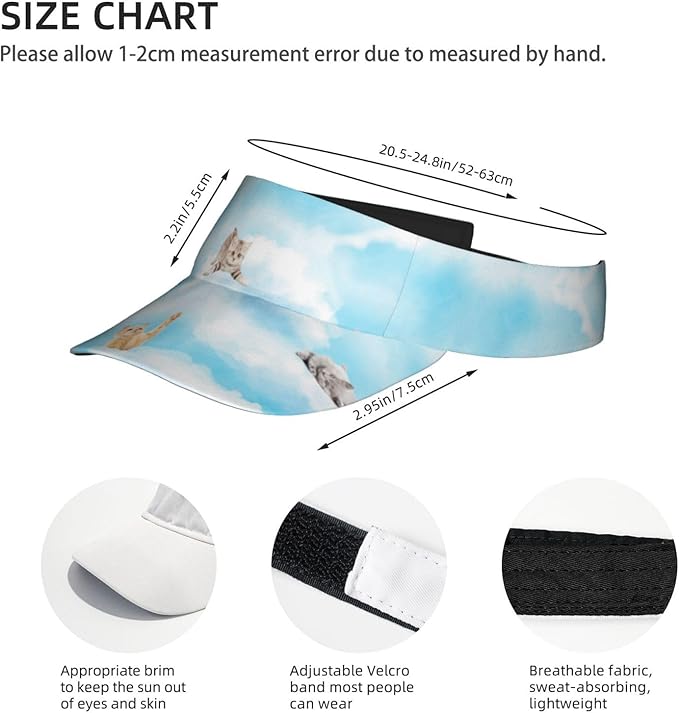 Cute Cat Sport Sun Visor Hats Cute Animal Sun Hat Empty Top Baseball Cap for Outdoor Cat Baseball Hats Cap