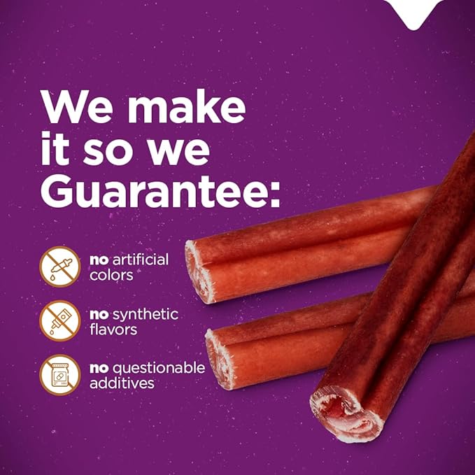 Natural Farm Odor-Free Super Collagen Dog Chews (6-Inch, 20-Pack) The First Ever Real Bull Sticks Alternative: 100% Natural Angus Hide Collagen Treats - More Protein, More Chew Time for All Dogs