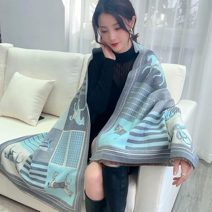 Jeelow Womens Pashmina Shawl Wrap Scarf - Elegant Dressy Evening Poncho Cape for Formal and Wedding Outfits