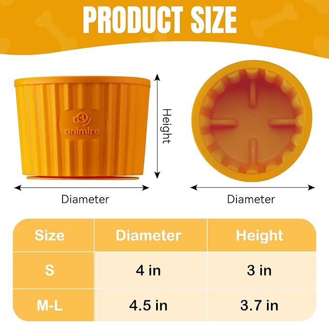 Dog Lick Bowl, Anxiety Relief Dog Licking Mat Freezer Treat Dispenser, Non-Slip Anti-Choking Silicone Slow Feeder Lick Bowl for Small Medium & Large Breed Dogs, BPA Free(Orange,M-L)