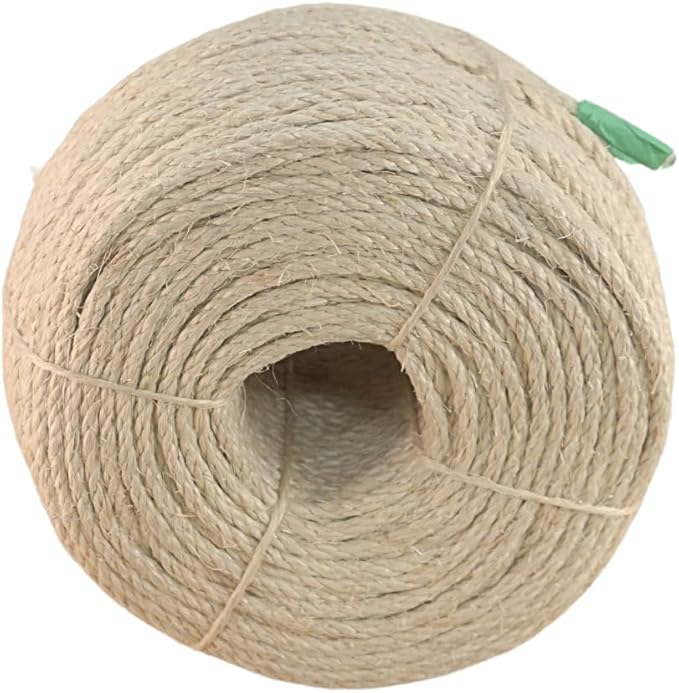Premium Brazilian Sisal Rope, Natural Fiber 100% Sisal, Ultra Durable, Chemical-Free, Ideal for DIY, Cats, Scratching Post Replacement, Home Decor, Garden, Crafting (1/5” 600 ft / 5mm 180m)