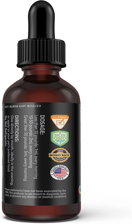 RestoraPet PM Formula Organic Wellness Oil Dogs and Cats 600mg Anti-Inflammatory Liquid Drops Promote Joint Pain Relief and Mobility with Organic Turmeric Curcumin CoQ10 – Bacon Flavor 2 oz.