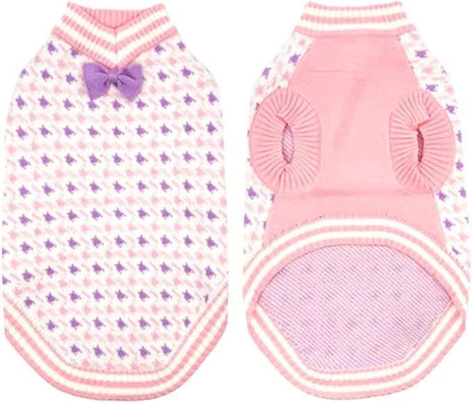 Dogs Sweater for Extra-Small Dog Girls, Soft Puppy Halloween Christmas Clothes Winter Weather Pet Outfit for Doggie Kitten Small XXS XS Cat Sweaters Apparel (Pink, S)