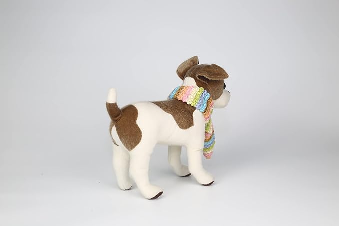 CU-MATE 12" Realistic Jack Russell Terrier Plush - White & Brown Standing Puppy Dog Stuffed Animal Gift