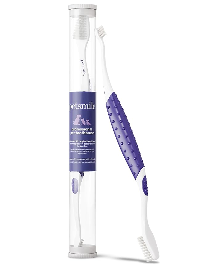 petsmile Professional Pet Toothbrush - Patented 45 Degree Cat & Dog Toothbrush for Small & Large Animals - Pet Accessories for Dental Care - VOHC Approved Teeth Cleaning - Dog Toothpaste Not Included