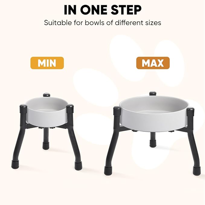 Elevated Dog Bowls [ 2 Pack ], Adjustable Metal Raised Raised Dog Bowl Stand for Medium & Large Dogs, Adjustable Wide 6.3"-10.2",3 Height Adjustment(Bowl Not Included)