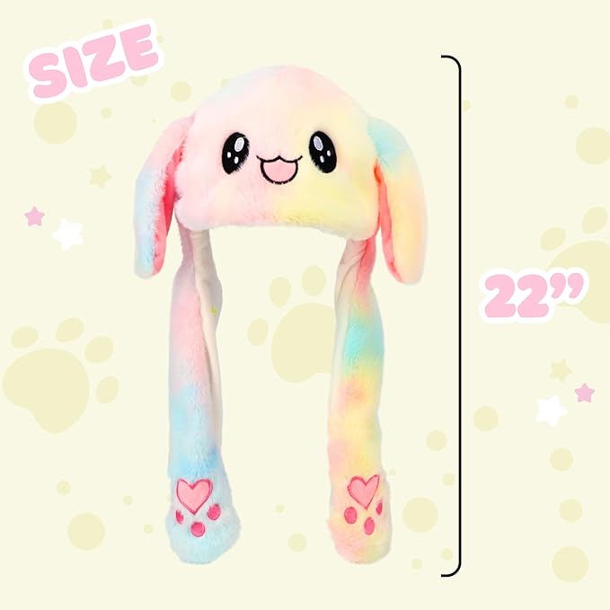 Animal Hat with Ears Moving Jumping Pop Up Beating Hat Plush Holiday Cosplay Dress Up Funny Gift for Kids