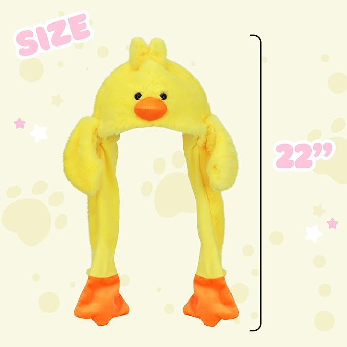 Animal Hat with Ears Moving Jumping Pop Up Beating Hat Plush Holiday Cosplay Dress Up Funny Gift for Kids