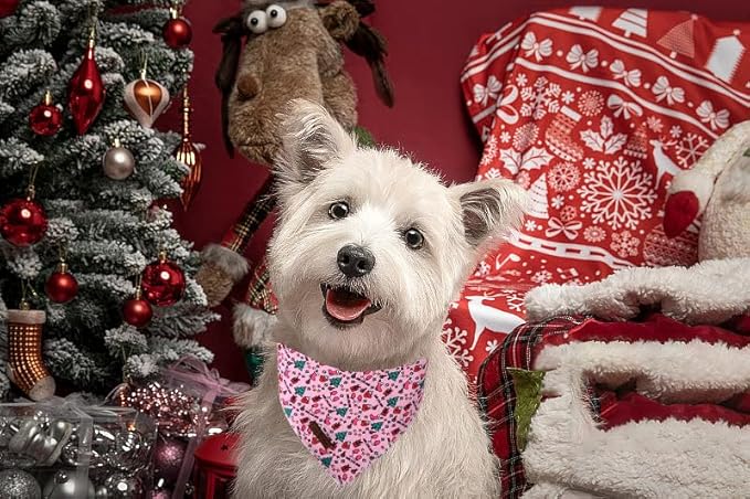 Lionet Paws Cotton Christmas Dog Bandanas Pink,Gloves Tree Comfortable Dog Bandana Bibs Scarf Dogs Kerchief,Autumn Scarves for Small Medium Dogs Pets