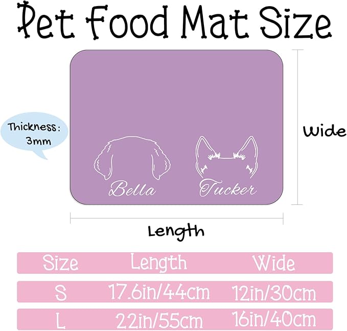 Personalized Dog Cat Food Mat Non-Slip Custom Dog Feed Placemat Water Absorbent Customized PU Mats for Pet Food and Water-Style1