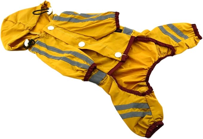 PVC Dog Raincoat Single- Layer Puppy Rain Coat Waterproof Breathable Pet Cat Small Dog Rainwear (Yellow,) Cute Dog Apparel Accessories