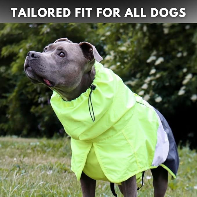 Spark Paws Dog Raincoat, Waterproof Windproof Rain Jacket, for Small Medium Large Extra Large Dogs, Reflective Breathable Full-Body Coverage Dry Suit - Neon White Navy Blue, 4XL