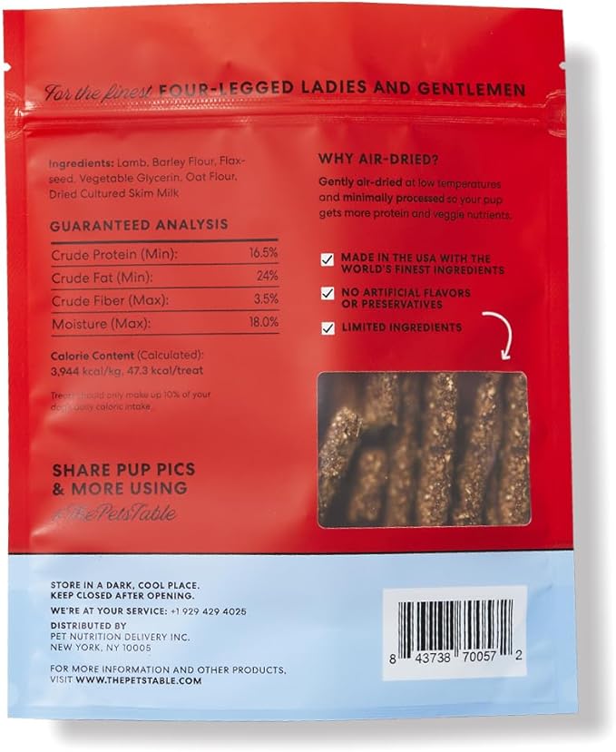 The Pets Table Lamb Limited Ingredient Diet Air-Dried Dog Treats, 8-oz Bag (Pack of 2)
